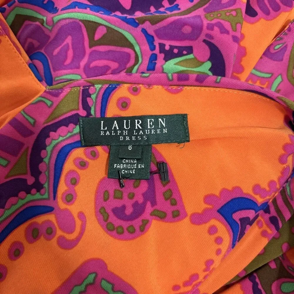 LAUREN RALPH LAUREN MULTICOLOR ABSTRACT PRINT DRESS SZ 6 NWT - Picture 3 of 15